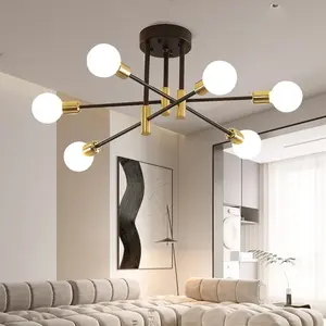 Современная декоративная люстра, светильник для домашнего освещения в стиле ретро, промышленная, кованая, Светодиодная потолочная лампа E27, освещение для гостиной
