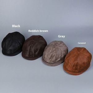 หมวกเบเร่ต์หนังกลับสไตล์อังกฤษย้อนยุคสำหรับผู้ชายและผู้หญิง แฟชั่นทันสมัย สไตล์ลำลอง รุ่นใหม่ล่าสุด - Product Image 2