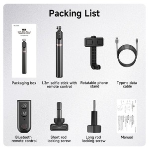 <span class=keywords><strong>TELESIN</strong></span> TE-RCSS-003 Perche à selfie extensible 130 cm avec trépied portable pour caméra d'action, téléphone portable, vlog de voyage - Product Image 5