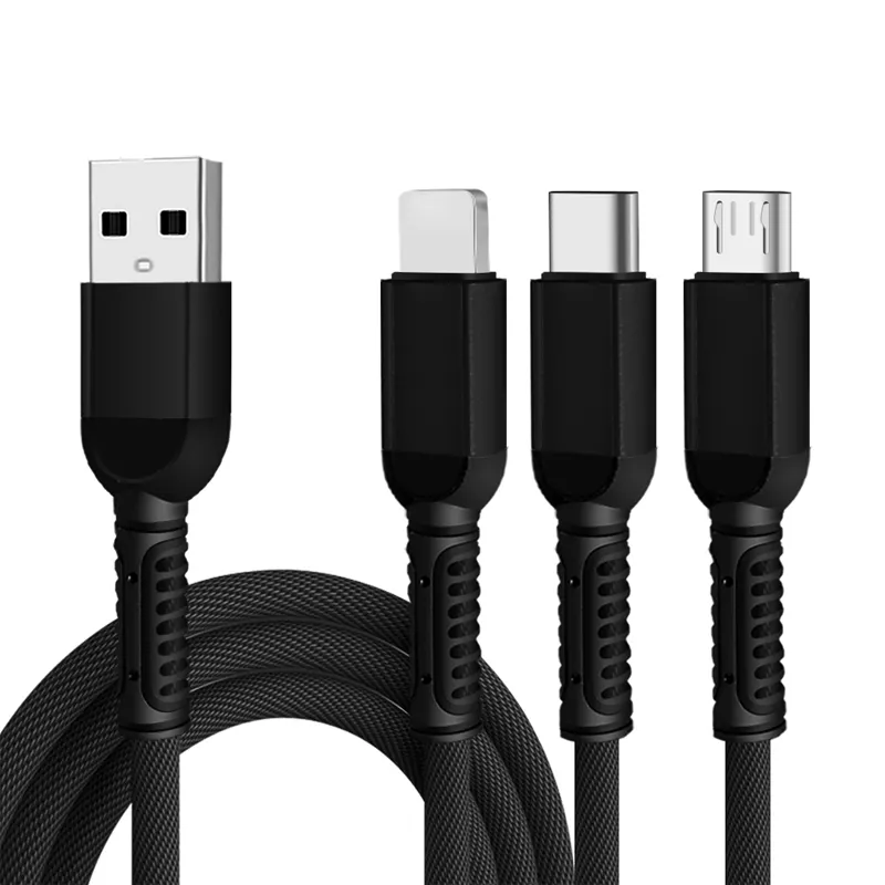 OEM usb c charging cable 3 in 1 micro type c for iphone usb c with lightning cable Pure copper usb cable manufacturer