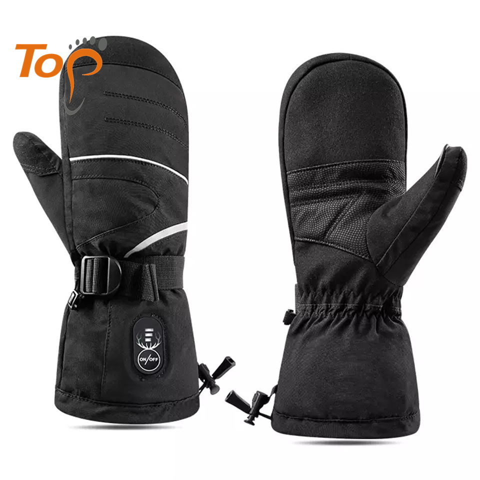 Оптовая продажа, теплые товары на заказ, мужские уличные спортивные черные лыжные перчатки с электрическим подогревом и перезаряжаемой батареей