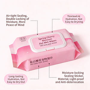 Toallitas Húmedas para Mascotas, Fórmula Suave Sin Alcohol y Hipoalergénicas, Toallitas Gruesas y Suaves de Tela No Tejida para Perros y Gatos - Product Image 2