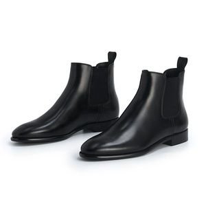 2022 negro marrón PU cuero Chelsea botines planos punta redonda botines mujeres botas cortas zapatos de talla grande - Product Image 1