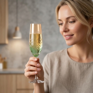 Ensemble de <span class=keywords><strong>verres</strong></span> en verre <span class=keywords><strong>à</strong></span> motif de tiges de blé et d'orge gravées, vert dégradé, pour vin, champagne et martini, vente en gros - Product Image 5