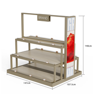 Présentoir à Bouteilles Premium à Niveaux avec Finition Personnalisable et Boîte à Lumière Latérale