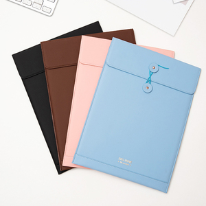 Porte-documents vertical en cuir PU vintage A4 pour bureau avec enveloppe postale à ficelle pour le classement - Product Image 1