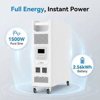 Générateur solaire portable empilable 1500W, station d'alimentation LiFePO4 2560Wh, hybride tout-en-un, MPPT 2000W, entrée PV, sortie AC/DC/USB