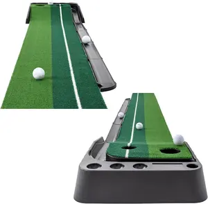 Indoor Putting Green Mat mit Ball Return, Minigolf Übungs hilfe Zubehör Golf Geschenk für Männer