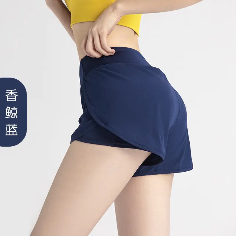 Fashionable And Safe Anti Glare Sports Shorts Quick Drying Breathable High Waisted Non Falling Lining Pocket
