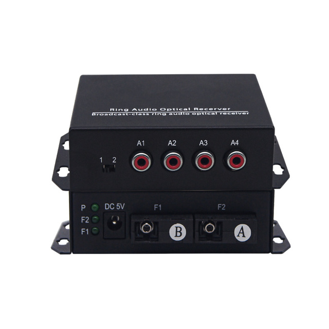 4 Channel Audio to Fiber Optical Converter Daisy Chains Connection RCA Broadcast Audio Over Fiber Optical Transceiver