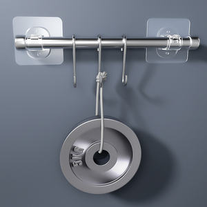 Support Fixe Télescopique Sans Perçage pour Tringles à Rideaux de Douche, de Serviettes et de Portes, avec Crochets - Product Image 6