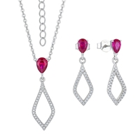 Ensemble collier et boucles d'oreilles en argent sterling QX S925 avec zircon cubique en forme de goutte, pavé losanges, vente en gros, personnalisable
