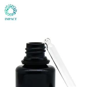 Botella de suero negra personalizada de 30ml, botella de gotero de aceite para el cabello con esencia de vidrio vacía de 1oz