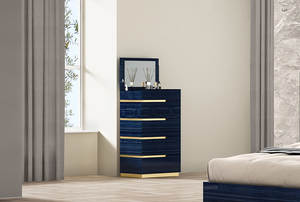 NOVA <span class=keywords><strong>Chambre</strong></span> à Coucher Complète 5 Pièces Bleu Haute Brillance Meuble de <span class=keywords><strong>Chambre</strong></span> d'Hôtel de Luxe Lit Plateforme King pour Adultes - Product Image 6