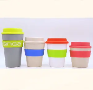 Copo de café reutilizável com tampa de silicone, copo personalizado da fábrica de 8oz 12oz 14oz 16oz com tampa e manga