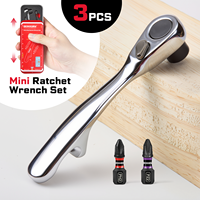 Boîte à outils coulissante Geinxurn, jeu de 3 mini clés à cliquet avec embout, adaptateur à percussion