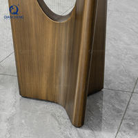 Fabricant chinois de table console en marbre, plateau de 4 cm d'épaisseur, bord biseauté, acier au carbone, bronze antique, mobilier en acier inoxydable, villa, OEM