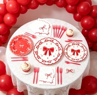 Ensemble de vaisselle jetable en papier, fourchettes et serviettes - Fournitures pour fêtes d'anniversaire pour filles et femmes