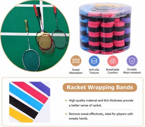 Surgrips/Bandes multicolores 60 pièces/baril pour raquettes – Adhérents, antidérapants et absorbants la transpiration pour le tennis, le badminton, le squash et le pickleball - Product Image 5