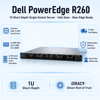 Serveur Dell R260 1U à profondeur réduite pour montage en rack, socket unique, 4 DIMM DDR5 PCIe 4.0 pour la virtualisation et l'informatique de périphérie (Near Edge Computing) pour PME