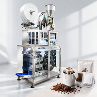 Machine automatique de remplissage, scellage et emballage individuel de sachets filtres à café à oreilles suspendues pour la préparation de café moulu par filtration, destinée aux producteurs