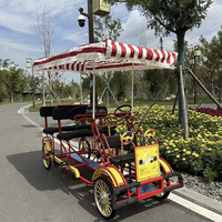 Oferta Especial Cuadriciclo Eléctrico Surrey para 4 Personas Bicicleta Familiar de 4 Ruedas a Pedales Divertida Bicicleta Surrey Tándem de 4 Asientos