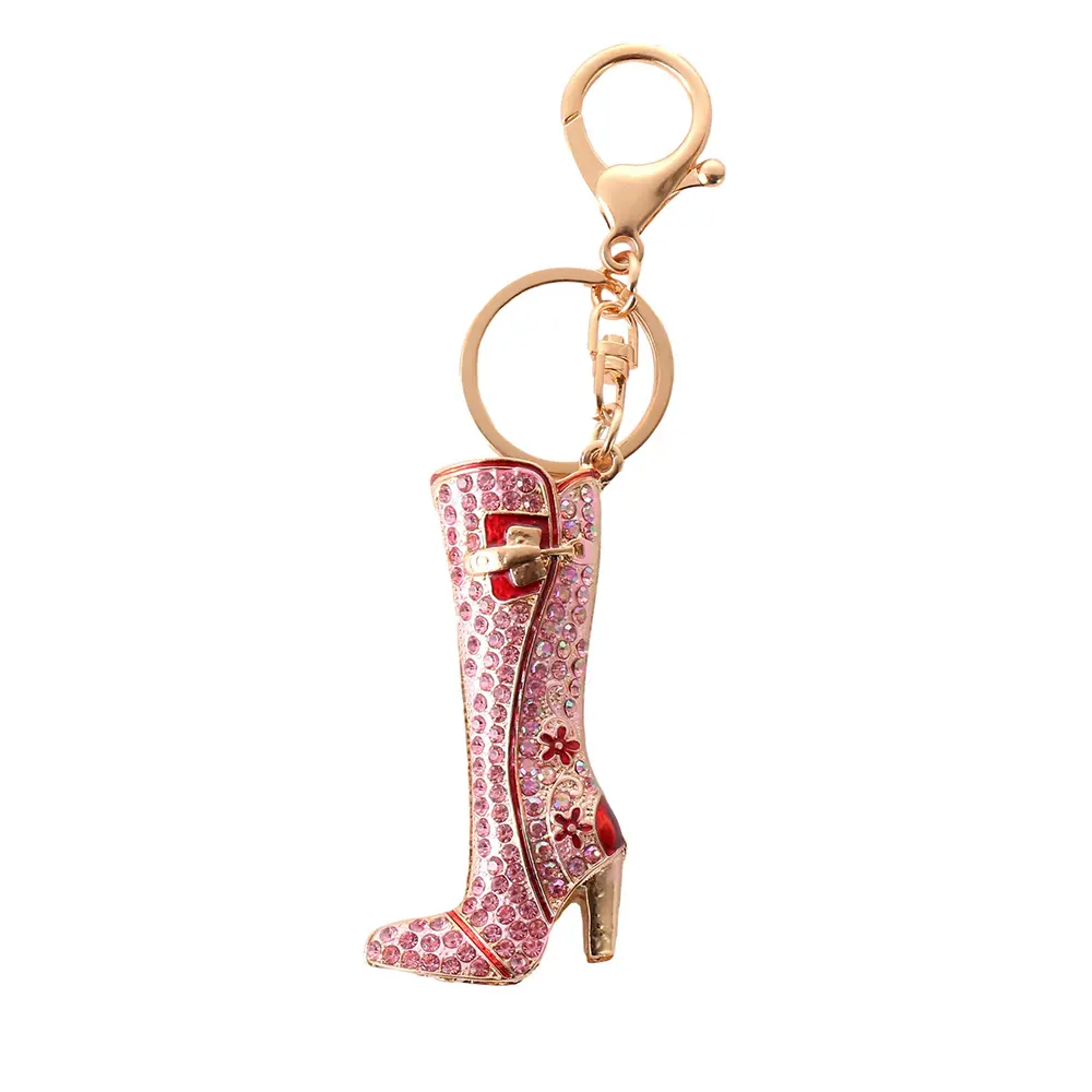 Sevimli kristal Rhinestone boot anahtarlık yaratıcı metal yüksek topuk anahtar zincirleri yüzük lüks ayakkabı anahtarlık kolye çanta uğuru küçük hediye