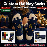 Chaussettes personnalisées tendance de Noël, chaussettes jacquard de marque avec logo coloré, nouvelles chaussettes de coton à motif East Crew pour les fêtes