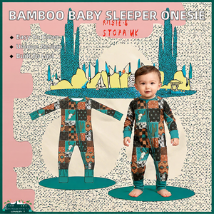 Tutina per Neonato in Bambù Personalizzata, Stile Western, con Cerniera Bidirezionale, Ecologica, 0-<span class=keywords><strong>3</strong></span> <span class=keywords><strong>Mesi</strong></span>, Set di Vestiti per Neonati, Pigiami - Product Image 2