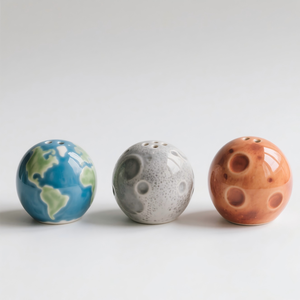 Ensemble de 3 bougeoirs en céramique Planètes, support de bougie conique Lune Terre Mars, décoration de bureau sur le thème de l'espace, 3,1x3,1x2,8 pouces - Product Image 5