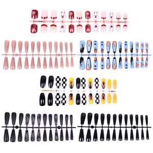 Uñas postizas acrílicas al por mayor con patrón estilo francés, puntas de uñas ABS medianas tipo ataúd, uñas postizas de cobertura completa, proveedor de uñas artificiales. - Product Image 1