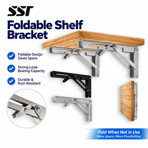 SSR Quincaillerie de Meuble en Gros, Support d'Angle en L Flottant en Acier Inoxydable Sur Mesure, Équerres Murales Pliantes pour Étagère - Product Image 1