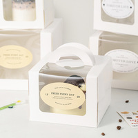 Boîtes en papier Vente en gros Jolie boîte à biscuits blanche Boîte à gâteau jetable avec fenêtre