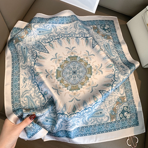 All'ingrosso personalizzato Versatile collo e UseSummer Vintage <span class=keywords><strong>bianco</strong></span> stampa animale fatto a mano 100% sciarpa di <span class=keywords><strong>seta</strong></span> per le donne - Product Image 5