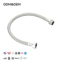 Tuyau flexible tressé en acier inoxydable 304, diamètre extérieur 12 mm, raccord femelle 1/2 x mâle 1/2, pour alimentation en eau cuisine et salle de bain, tube intérieur EPDM