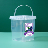 Seau en plastique PP transparent avec couvercle et poignée, pour le stockage alimentaire, emballage carré pour biscuits, conteneur pour confiserie, portable