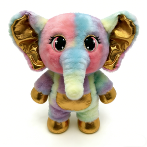 Peluche d'éléphant, peluche d'éléphant scintillante, peluche dégradée arc-en-ciel, peluche à accents métalliques, peluche d'éléphant fantastique - Product Image 3