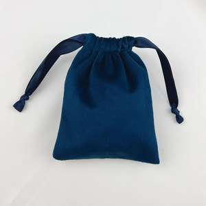 Pochette à bijoux en velours épais bleu foncé avec cordon de serrage, sac cadeau en velours doux de luxe pour collier, bracelet, emballage, logo personnalisé accepté - Product Image 6