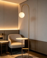 Lampadaire moderne de luxe nordique en or, LED, marbre, avec table d'appoint et abat-jour en verre, pour salon, décoration intérieure