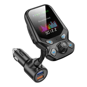 T819 Car Mp3 Player Fm Modulator with Bluetooth Fm Transmitter QC3.0 USB Car Charger Black Plastic Portable Cigarette Lighter