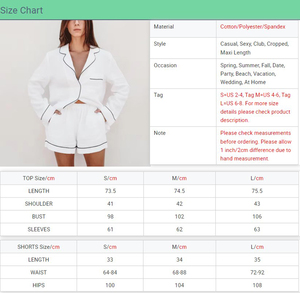 All'ingrosso della fabbrica del <span class=keywords><strong>pigiama</strong></span> bianco delle donne del cotone delle tasche a manica lunga Casual della camicia Shorts taglia <span class=keywords><strong>XS</strong></span> per l'estate traspirante comodo - Product Image 6