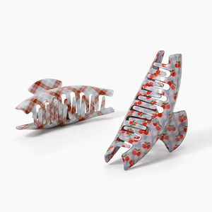 Factory Wholesale Geometric Hollow Acetate Checkered Crystal Cherry <b>Hair</b> <b>Claws</b> & <b>Claw</b> <b>Clips</b> Unisex <b>Thick</b> <b>Hair</b> Daily Use - Product Image 3