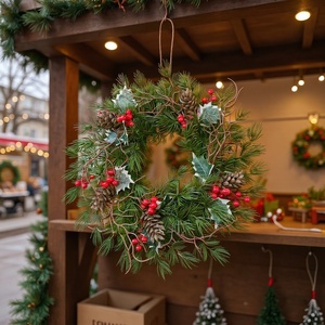 34cm Plastic Artificial Christmas <b>Wreath</b> Door Decoration Christmas Style Factory Wholesale - Product Image 3