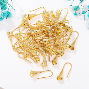 Trumpet Flower Ear <b>Hooks</b> 18K Gold Plated Brass Silver DIY Jewelry Accessories Pearl <b>Earring</b> Findings For Crafting - Product Image 3