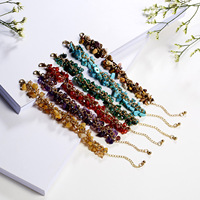 Bracelet bohème coloré en pierres naturelles, fait main, multi-couches, en gravier naturel et cristaux