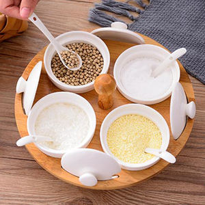 ชุดขวดเครื่องเทศเซรามิกนวัตกรรมเครื่องครัว,กล่องเครื่องเทศฝาไม้ไผ่ชุดสามชิ้นเข้าคู่กับชั้นวาง<span class=keywords><strong>เครื่องปรุง</strong></span>ในครัว - Product Image 3