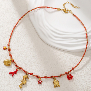 G4283 venta al por mayor de acero inoxidable Bohemia encanto collar verano colgante collar clavícula cadena DIY joyería - Product Image 6