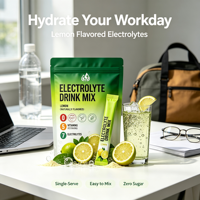 Pack d'hydratation électrolytique à marque privée, saveur citron, poudre de boisson énergétique électrolytique faible en calories à base de stévia, personnalisation OEM disponible