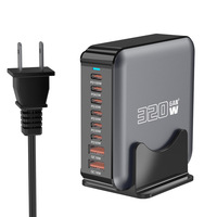 Chargeur GaN Premium 320W 20V/5A, station de charge universelle haute puissance pour téléphones et ordinateurs portables avec charge rapide 200W, garantie 4 ans