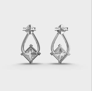 Boucles d'oreilles clous en diamant de laboratoire taille princesse 2,7 carats certifiées IGI, plaquées rhodium, or blanc/rose/jaune 18 carats, pour mariage et anniversaire - Product Image 4